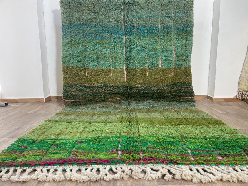 Handmade Moroccan Rug , Custom Morrocan Rug , Moss Rug , Tufted Green Grass Gardening Shape Rug , Rug For Living Room, Berber Wool Area Rugs