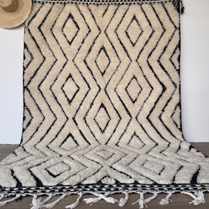 Moroccan rug 8x10 , Hand made rugs , White Berber carpet