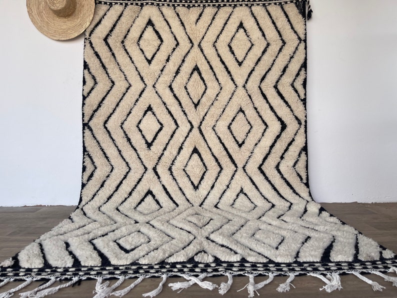 Moroccan rug 8x10 , Hand made rugs , White Berber carpet