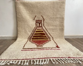 Alfombras marroquíes minimalistas – Alfombra bereber de lana color crema hecha a mano - Alfombra a medida