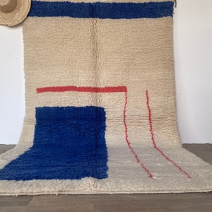 Blue Moroccan rug 9x12 - Berber Rug - Custom Moroccan Rug - Rug For Living Room - Plain Wool rug - Custom Made rugs - Solid Blue Wool rug