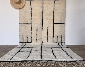 Handmade Sheep Wool Berber Rug 5x8, Moroccan Living Room Carpet