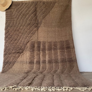 Authentic Beni ourain rug , Woven Handmade Rug , Custom Morrocan Rug , Rug For Living Room , Berber Wool Area Rug , Brown Moroccan Rug