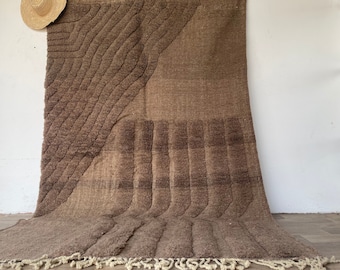 Handmade Beni Ourain Rug, Brown Moroccan Berber Wool Rug (6.5x10 Ft)