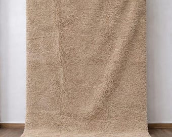 Warm Taupe Moroccan Rug – Handmade Beni Ourain Wool Rug, Minimalist Neutral Area Carpet