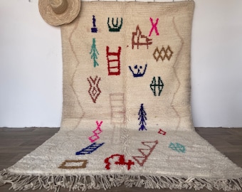 Handmade Beni Ourain Rug 5x8 – Berber Wool White Area Rug