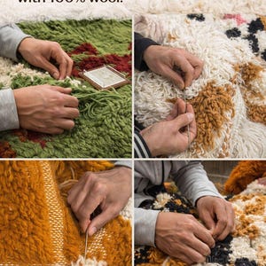 Handmade Moss Rug, Tufted Berber Wool, Moroccan Rug image 10