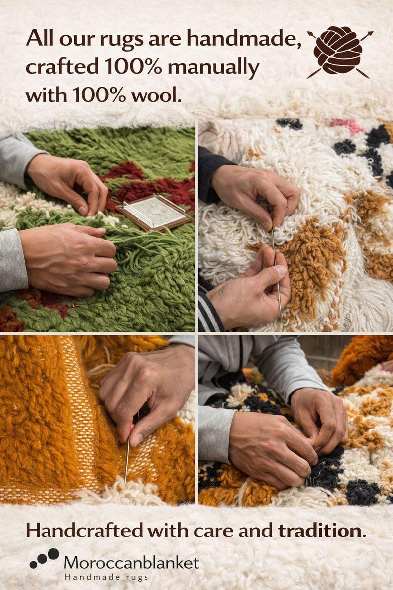Handmade Moss Rug, Tufted Berber Wool, Moroccan Rug image 10