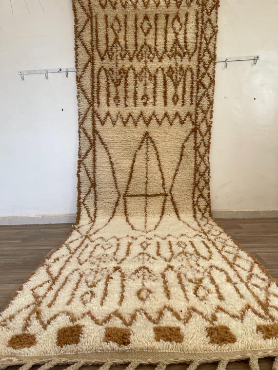 Handmade Moroccan Wool Runner Rug – Berber Striped Hallway Decor