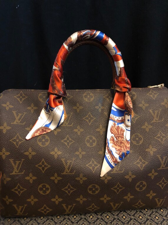 Purse Scarf 2 Handle Covers Blue Ivory Orange Special Order - Etsy