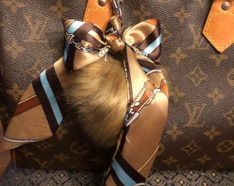 Geldbörse Schal geflochten Bogen tan Pom Schlüsselanhänger Clip Tasche Griff Charme Zubehör Sonderanfertigung