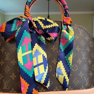 Bufanda para bolso con 2 asas y diseño azteca multicolor, impresionantes colores vibrantes, pedido especial