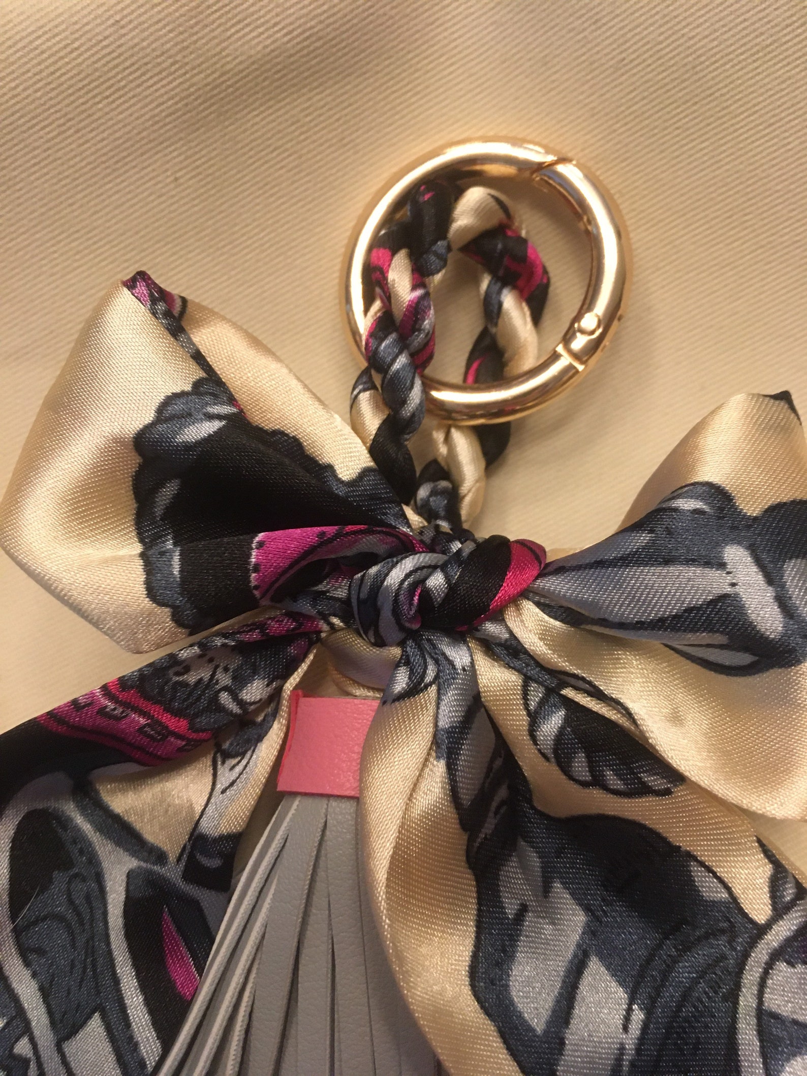 Purse Scarf Braided Violet Grey Tassel Keychain Clip on Bag | Etsy