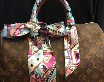 Purse scarf 2 handle covers lilac purple black white grey pink design special order