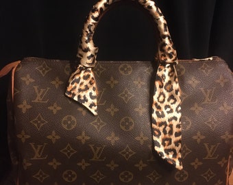 Leopard Print Purse Scarf Handle Covers: Brown, Ivory & Black