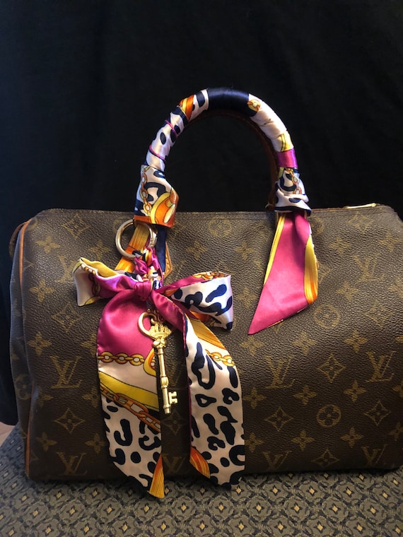 Speedy 25 with twilly and charm  Scarf on bag, Louis vuitton handbags, Louis  vuitton