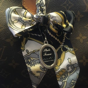 Braided Scarf Bow Purse Charm: Silver Photo Keychain Clip