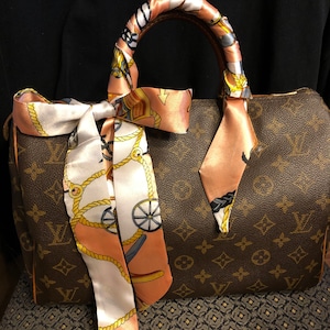 Purse scarf 2 handle covers pink white gold special order