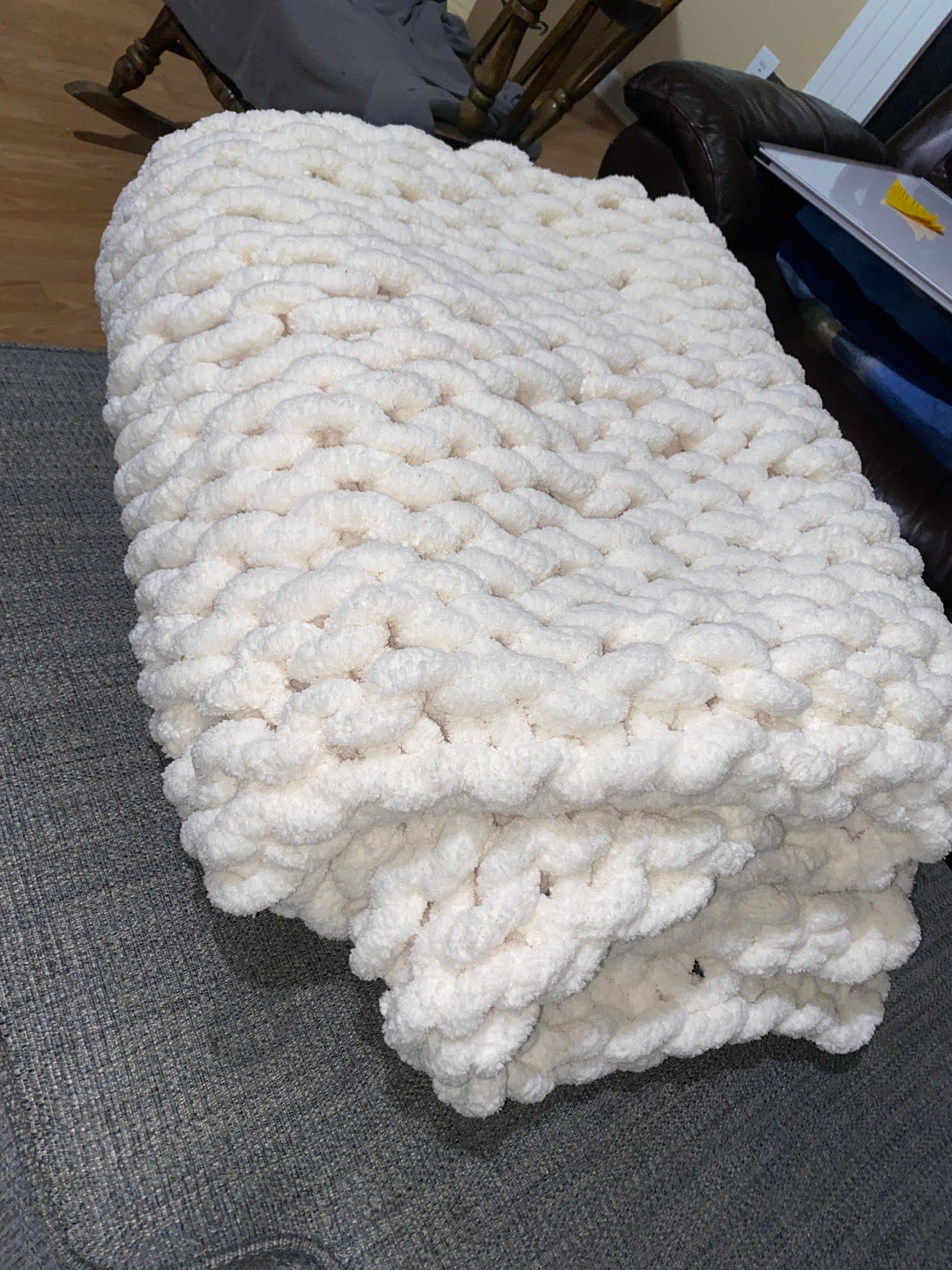 Chunky Knit Blankets Solid Color Etsy