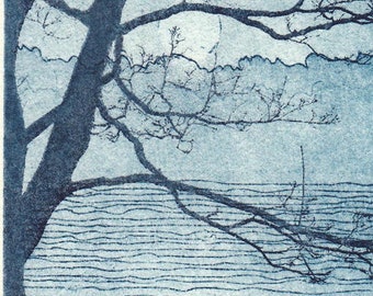 Blue sunset. Etching, aquatint.