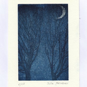 Trees in the dark-Etching, aquatint