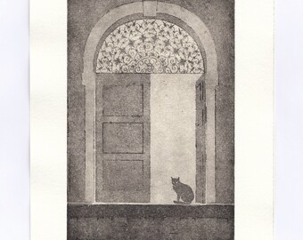 Venetian Cat, etching & aquatint