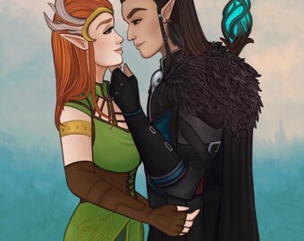 Vax’ildan and Keyleth Fan Art - Critical Role - 8.5x11 Print - Vaxleth - DnD