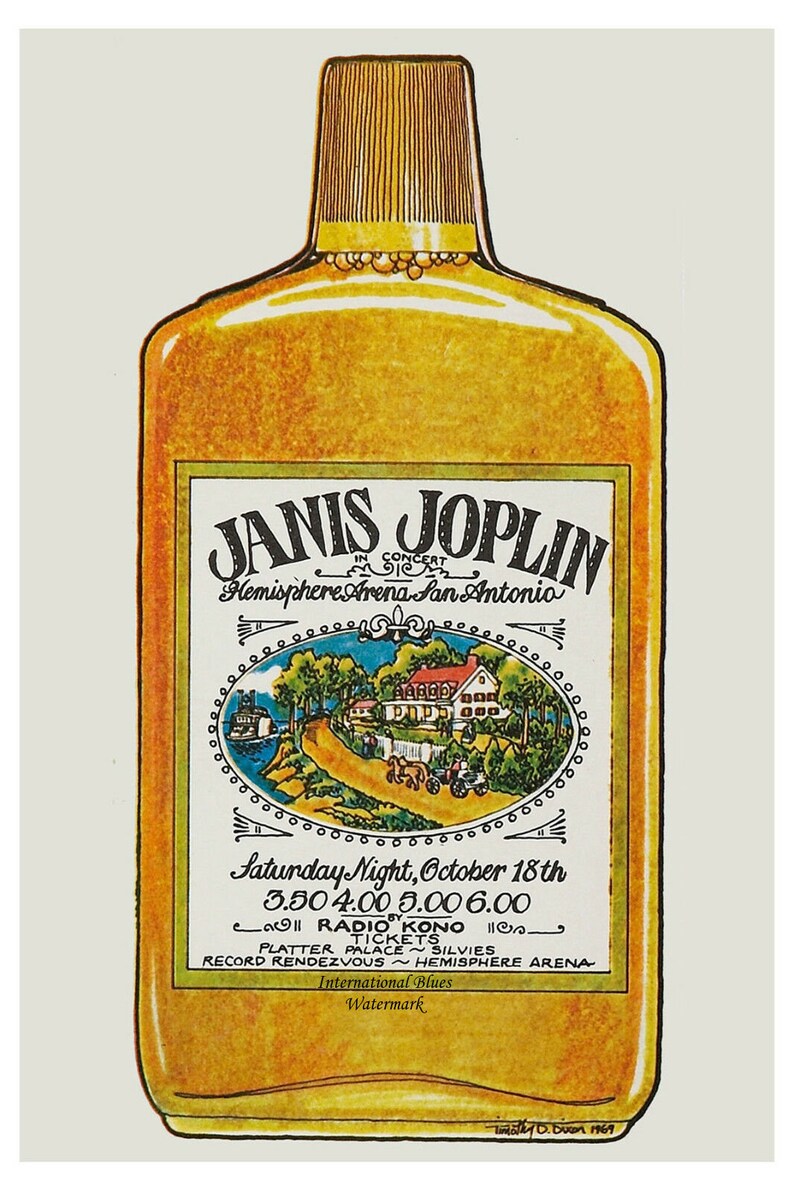 JANIS JOPLIN Southern Comfort Bottle Concert Promo | Etsy