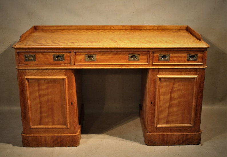 Campaign Style Antique Pedestal Desk