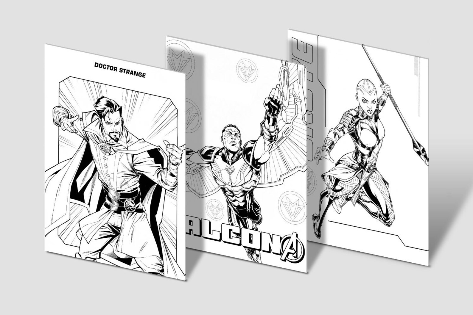 Dr Strange Falcon Okoye Marvel Coloring 3 pages JPG PNG files | Etsy