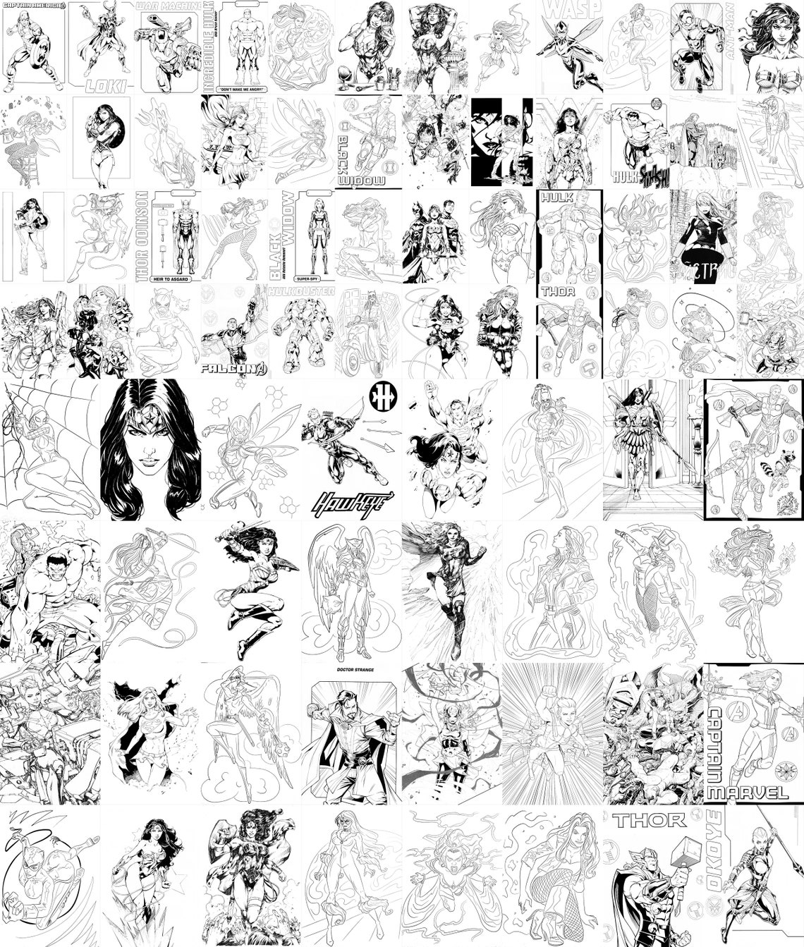 81 X Superhero Coloring Pages - Printable Instant Download - Legendary ...