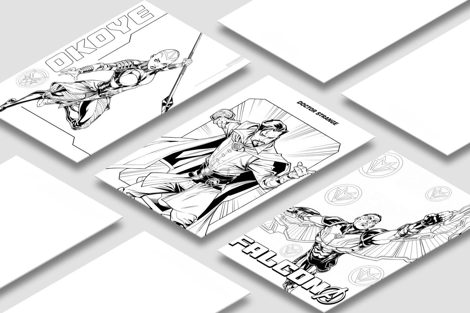 Dr Strange Falcon Okoye Marvel Coloring 3 pages JPG PNG files | Etsy