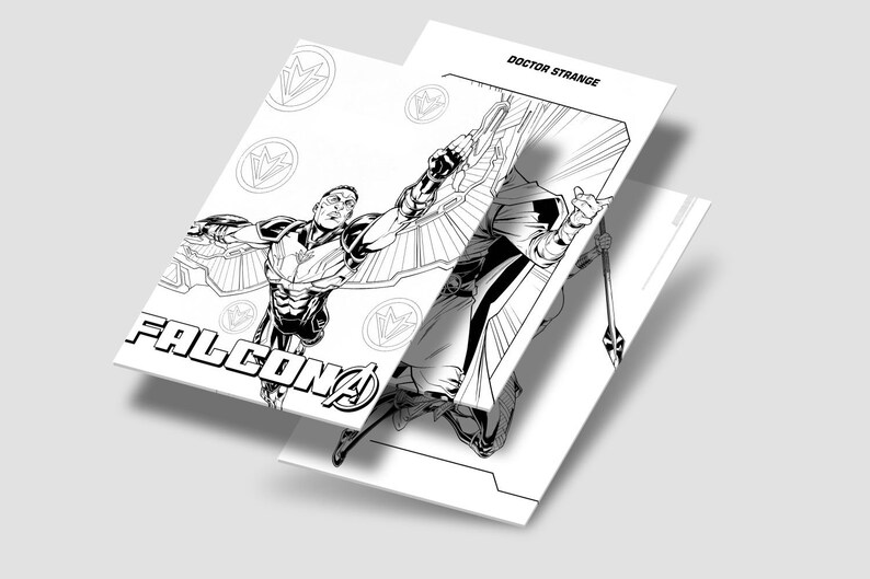 Dr Strange Falcon Okoye Marvel Coloring 3 Pages JPG PNG Files | Etsy