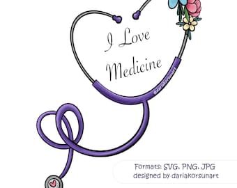 I Love Medicine PNG SVG JPG Instant Download Doctor Medical Clipart Medical Pattern Science Art Medical Digital Paper Medical Student SciArt