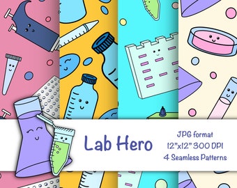 Lab Hero Biology Science Digital Paper In The Lab Science background Back To School Pattern design Science Education Paper Instant Download