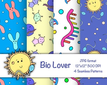 Biology Science Clipart Science Digital Paper Back To School Pattern Science Education Paper Instant Download Science background Medical Art