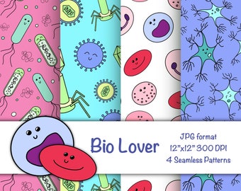 Biology Science Clipart Science Digital Paper Blood Cells Back To School Pattern Science Education Paper Science background Medical Art