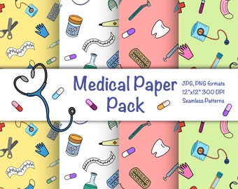 Medical Digital Paper Pack Medical Background Nurse Doctor Pattern Hospital Science Background Stethoscope Medicine Healthcare Workers Paper