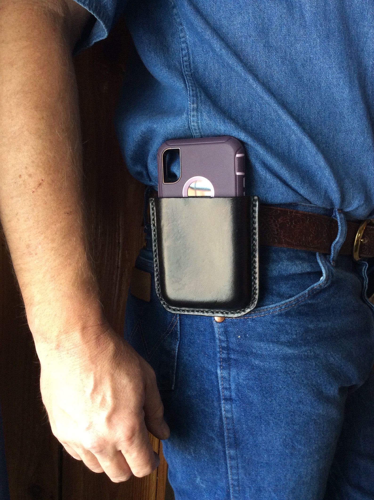 Heavy Duty Leather Iphone Holster W/ Loop for Otterbox Etsy