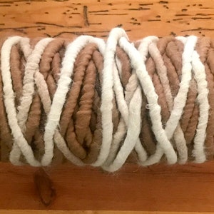 100% Alpaca Cotton Core Rug Yarn, Natural - Undyed, Brown/Fawn/White Variegated Blend, 50 yds