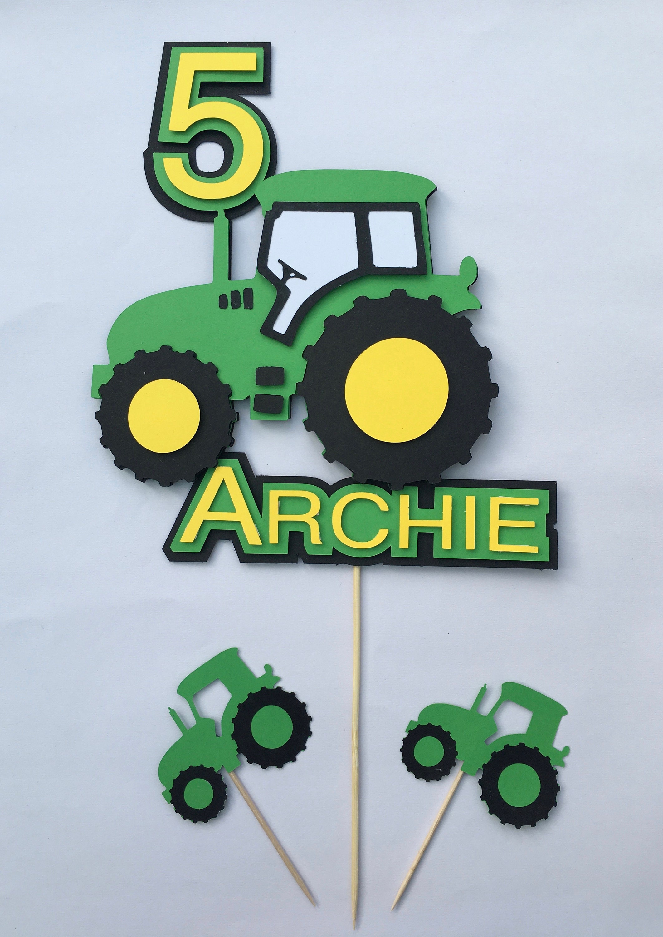 Personalised Tractor Cake Decoration Toppers Age and Name Etsy