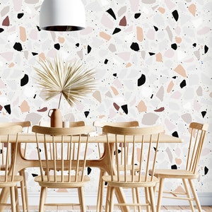 Terrazzo wallpaper Peel and stick self adhesive or Traditional textured accent wallpaper minimalist