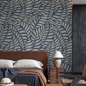 Abstract blue wallpaper Peel and stick removable or Traditional abstract wallpaper