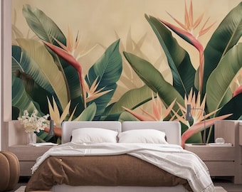 Tropical Palm Leaf Wallpaper: Exotic Peel and Stick Wall Mural