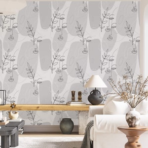 Minimalist wallpaper lines art Peel and stick removable or Traditional accent wallpaper
