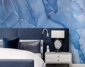 Abstract Blue Art Peel and Stick Wallpaper Mural - Removable Accent Wall Decor