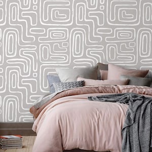 Papier peint abstrait lignes géométriques ou papier peint classique gris blanc
