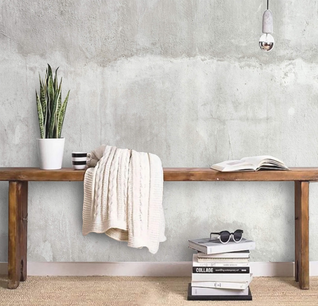 Concrete Cement Wallpaper Mural Peel and Stick Removable Accent ...