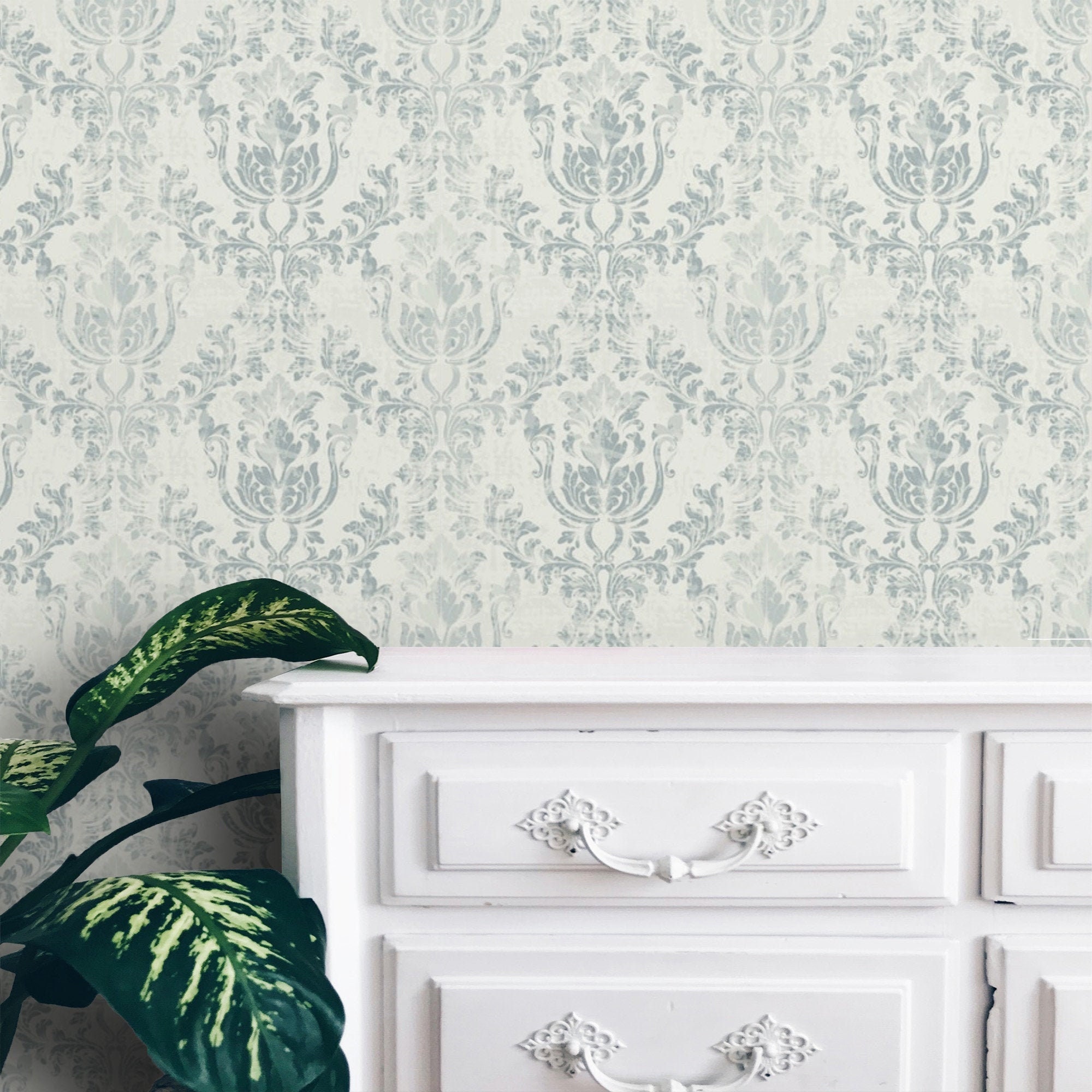 Damask Wallpaper Peel and Stick Removable or Traditional | Etsy