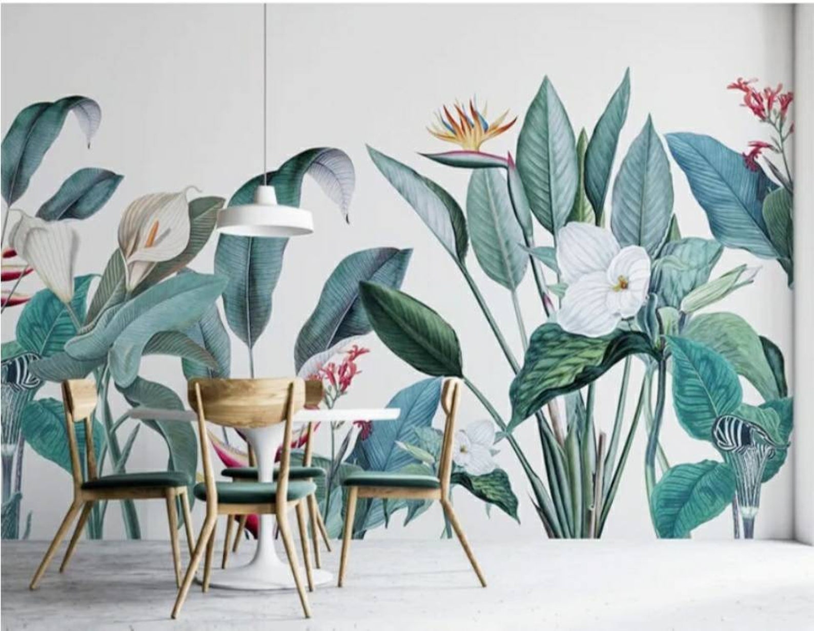 Peel and Stick Tropical Leaves Wallpaper Botanical Removable Etsy